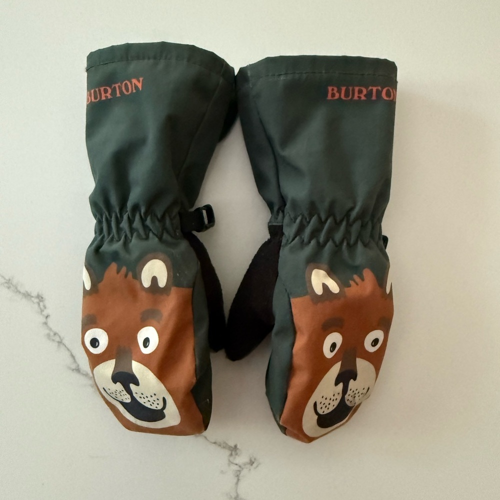 Burton Kids' Bear Mittens - Forest Green and Chestnut